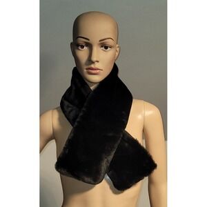 Mantles Knit & Fur Infinity Scarf‎ Black  Warm Faux Fur